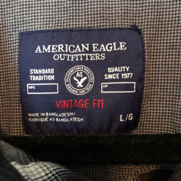 •Traded•American Eagle• Plaid Pearl Snap long sleeved shirt. Size Large Like New - Picture 3 of 4
